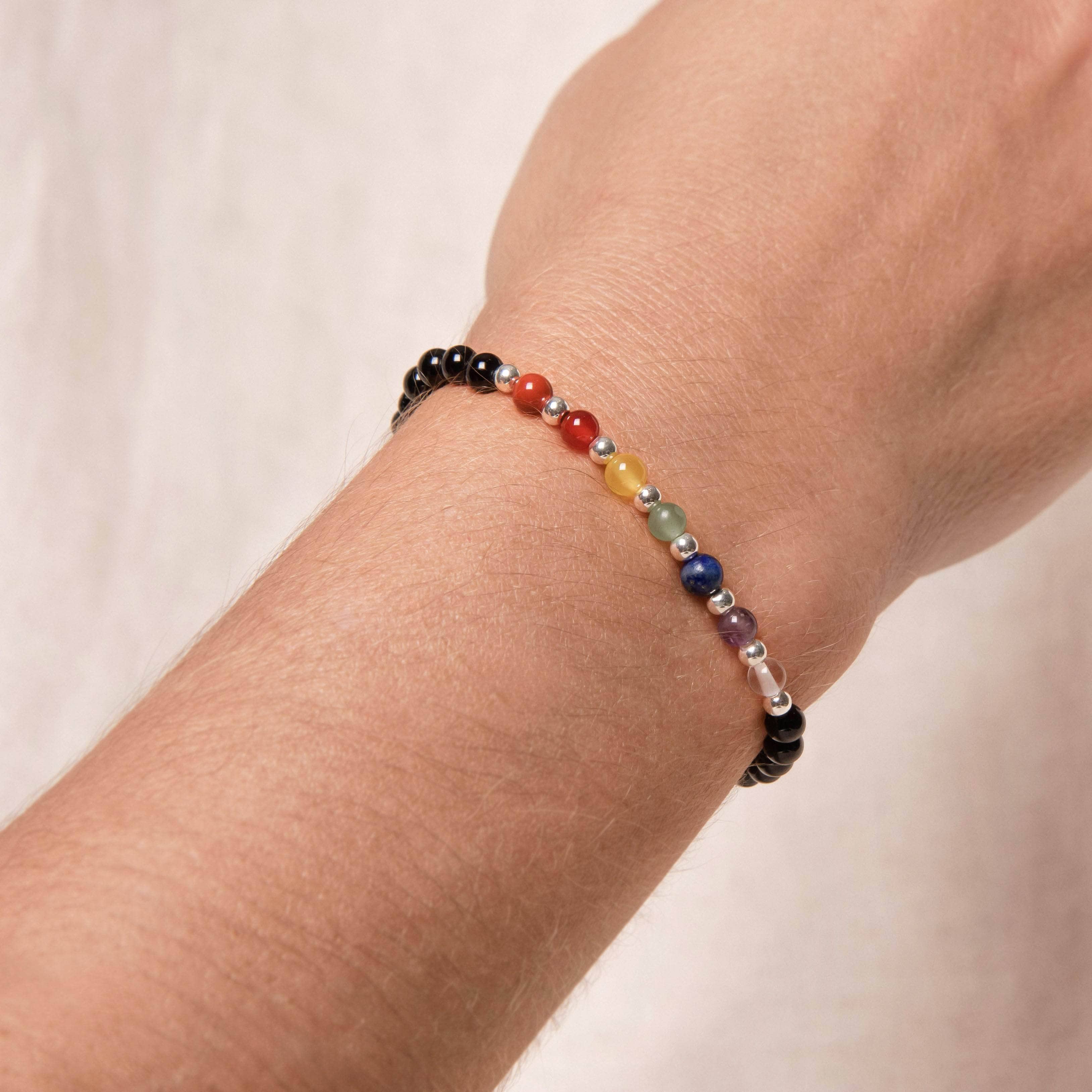 Studio-Session-051 Black Onyx Seven Chakra Energy Bracelet - Image 2
