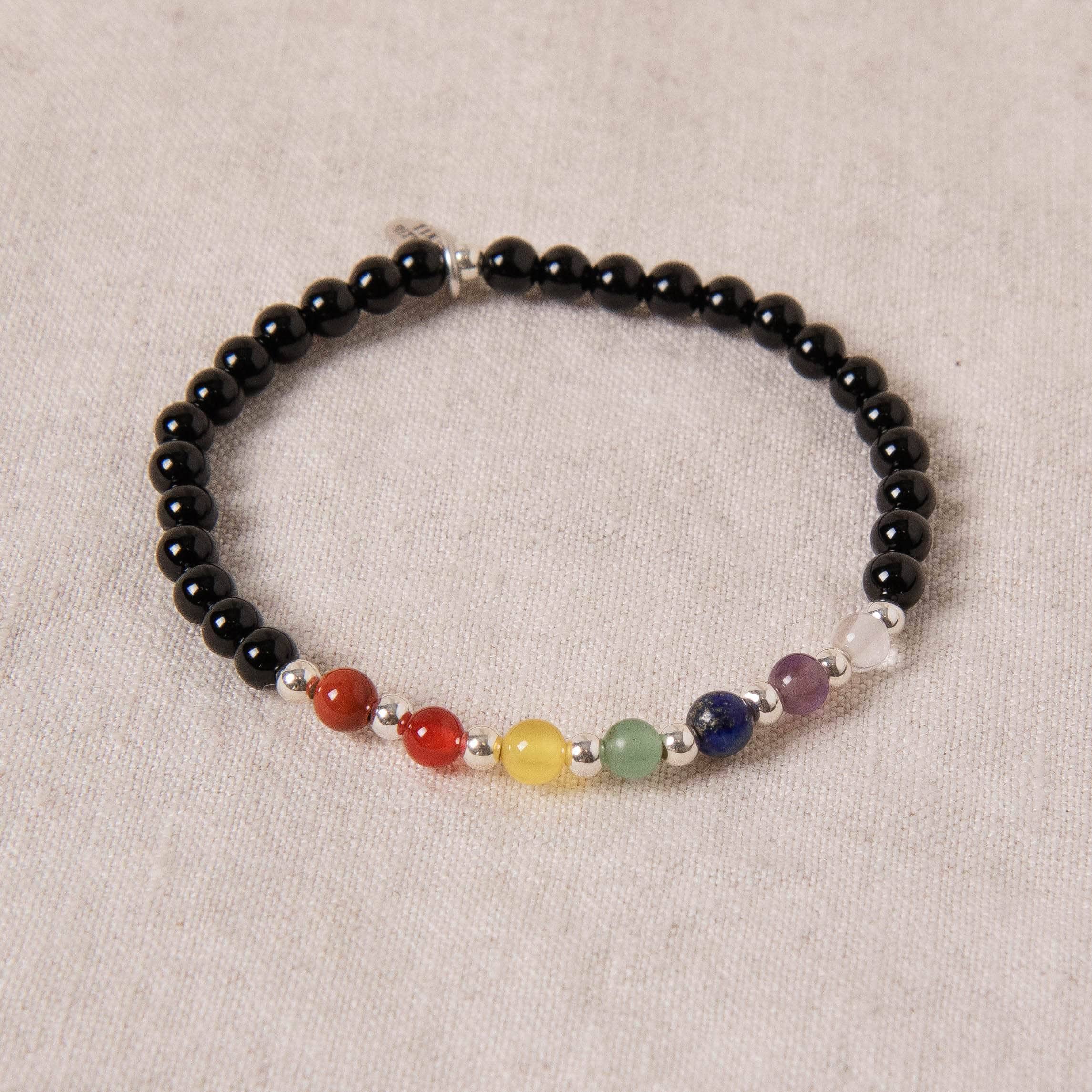 Studio-Session-053 Black Onyx Seven Chakra Energy Bracelet - Image 5