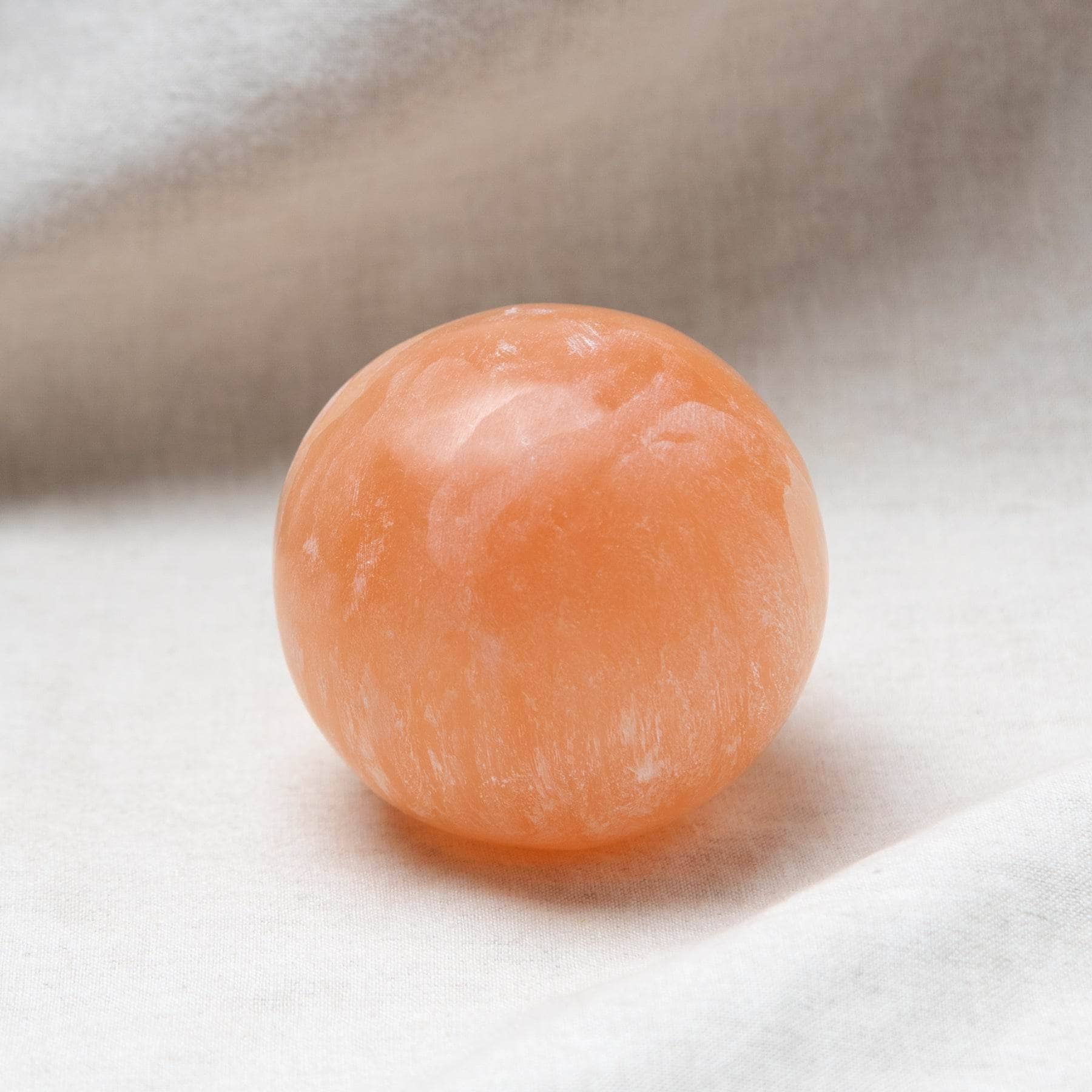 Studio-Session-1011-2 Peach Selenite Sphere with Tripod - Image 5