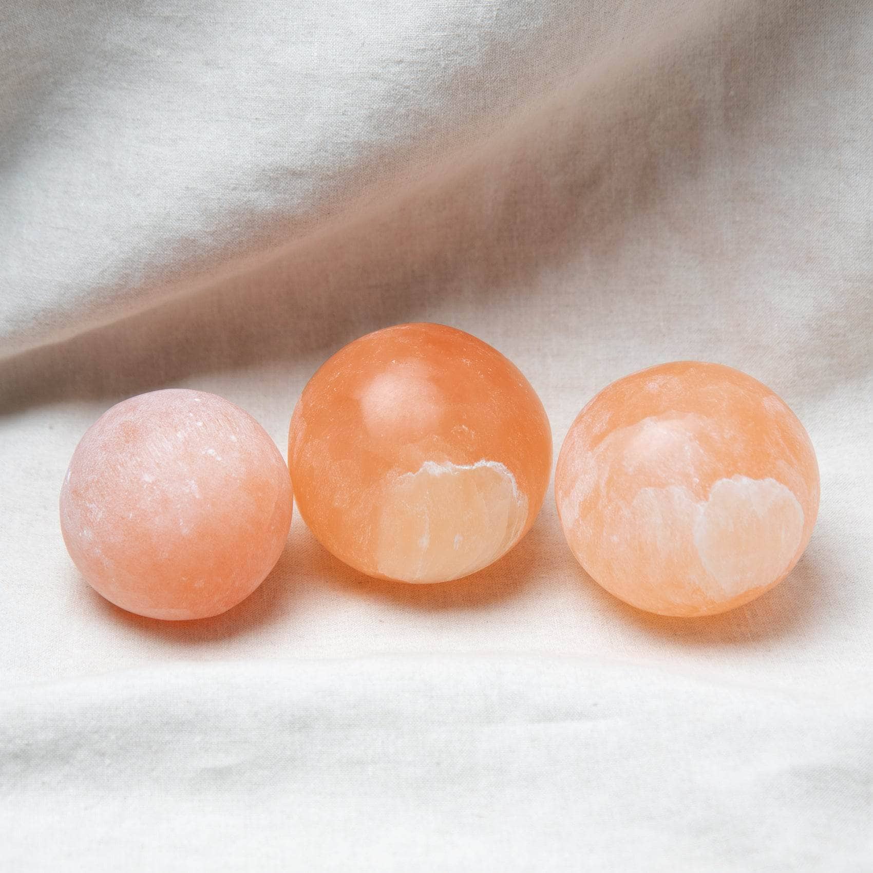 Studio-Session-1024-2 Peach Selenite Sphere with Tripod - Image 3