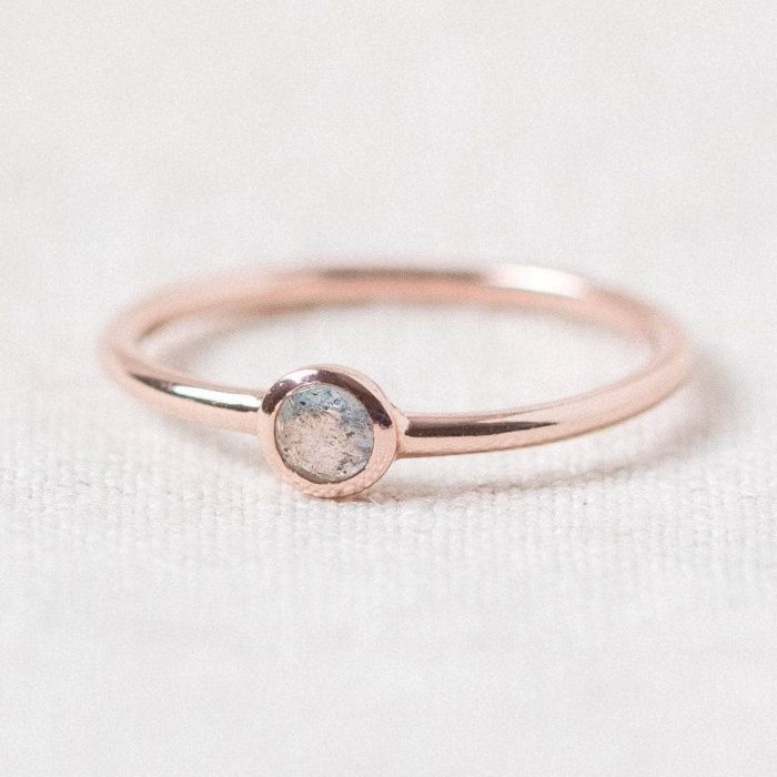 Rainbow Moonstone Silver, Gold or Rose Gold Ring - Image 7