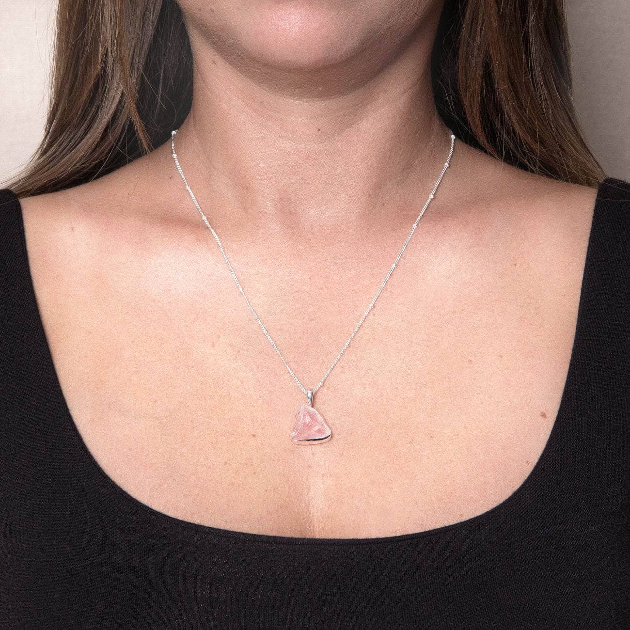 Studio-Session-234 Rose Quartz Raw Crystal Necklace - Image 2