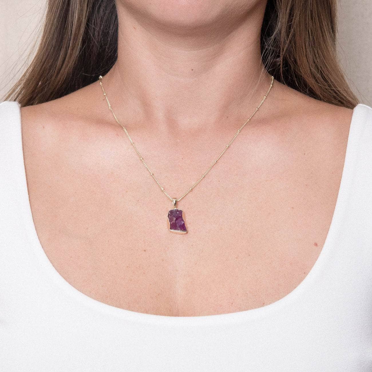 Studio-Session-245 Amethyst Raw Crystal Necklace - Image 2