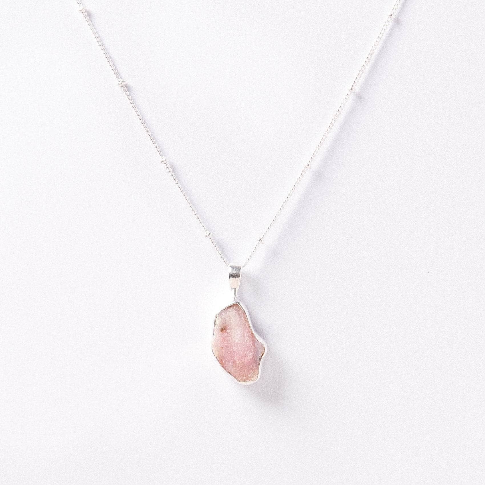 Studio-Session-2700 Pink Opal Raw Crystal Necklace - Image 3