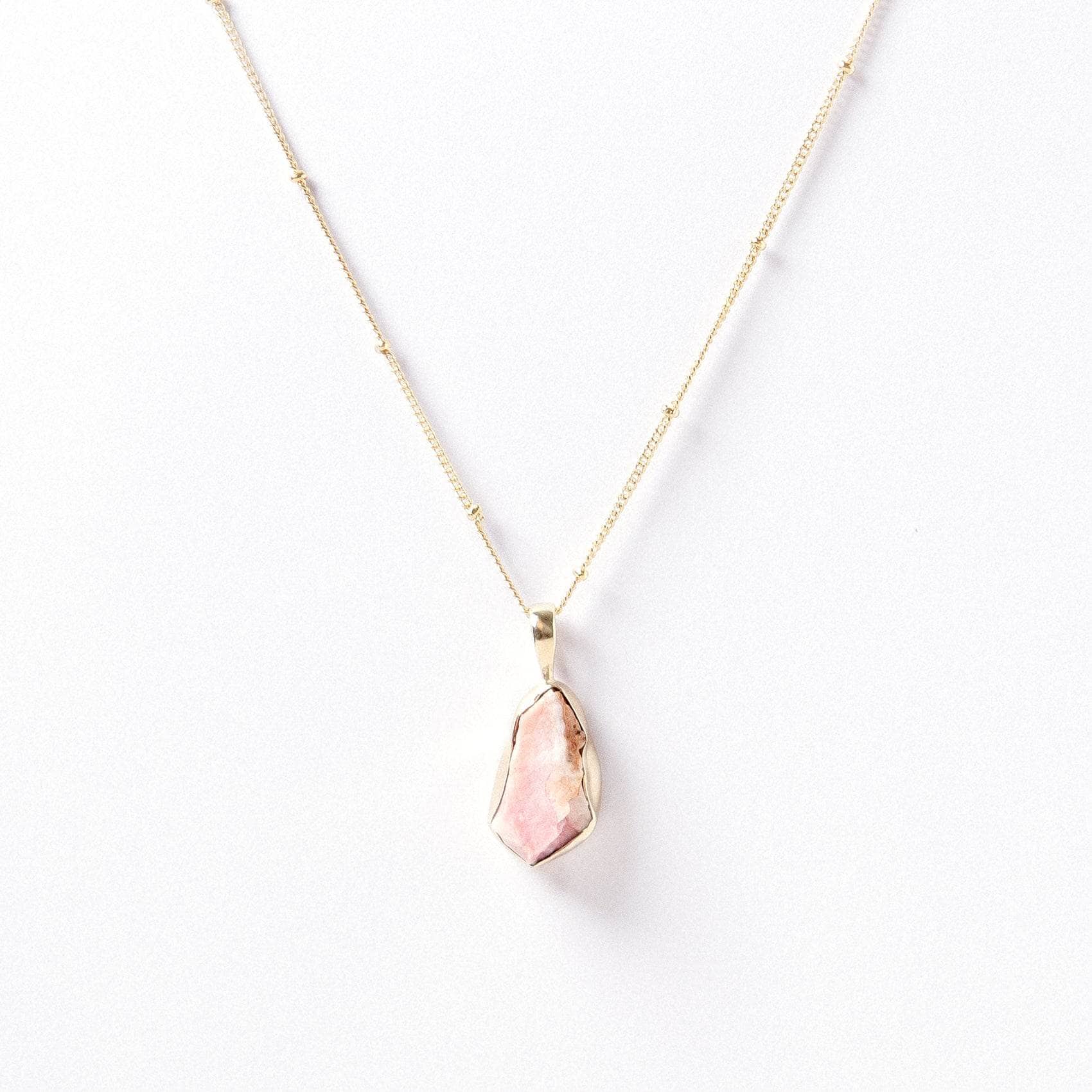 Studio-Session-2701 Pink Opal Raw Crystal Necklace - Image 6