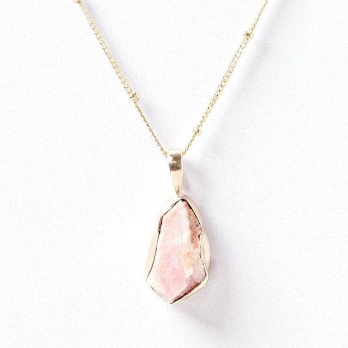 Pink Opal Raw Crystal Necklace - Image 4