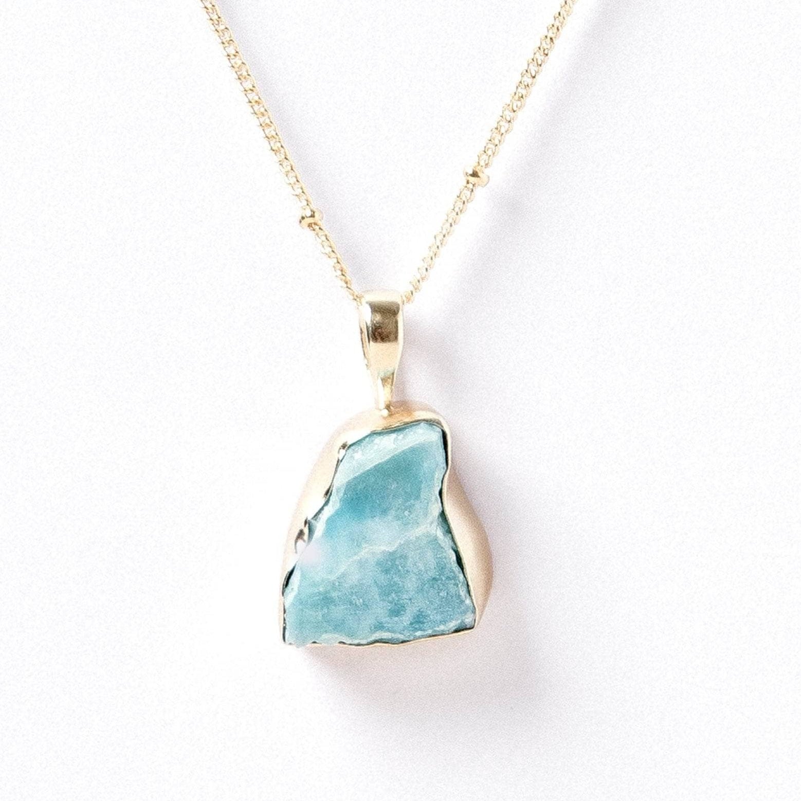 Studio-Session-2705 Rare Genuine Larimar Raw Crystal Necklace - Image 1