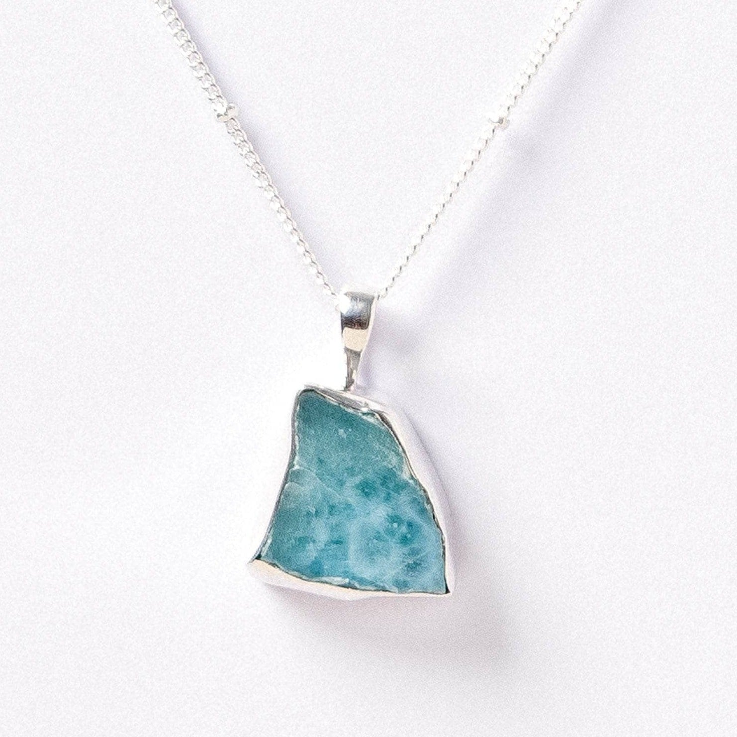 Studio-Session-2707 Rare Genuine Larimar Raw Crystal Necklace - Image 4