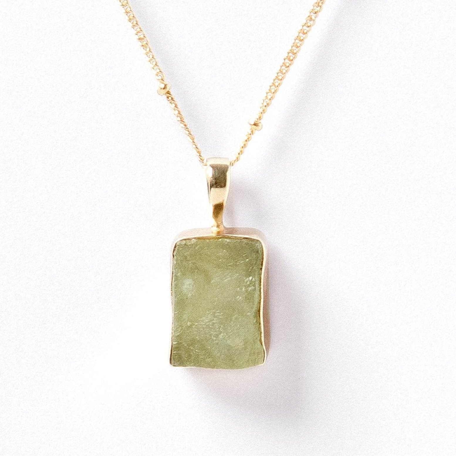 Studio-Session-2725 Prehnite Raw Crystal Necklace - Image 1