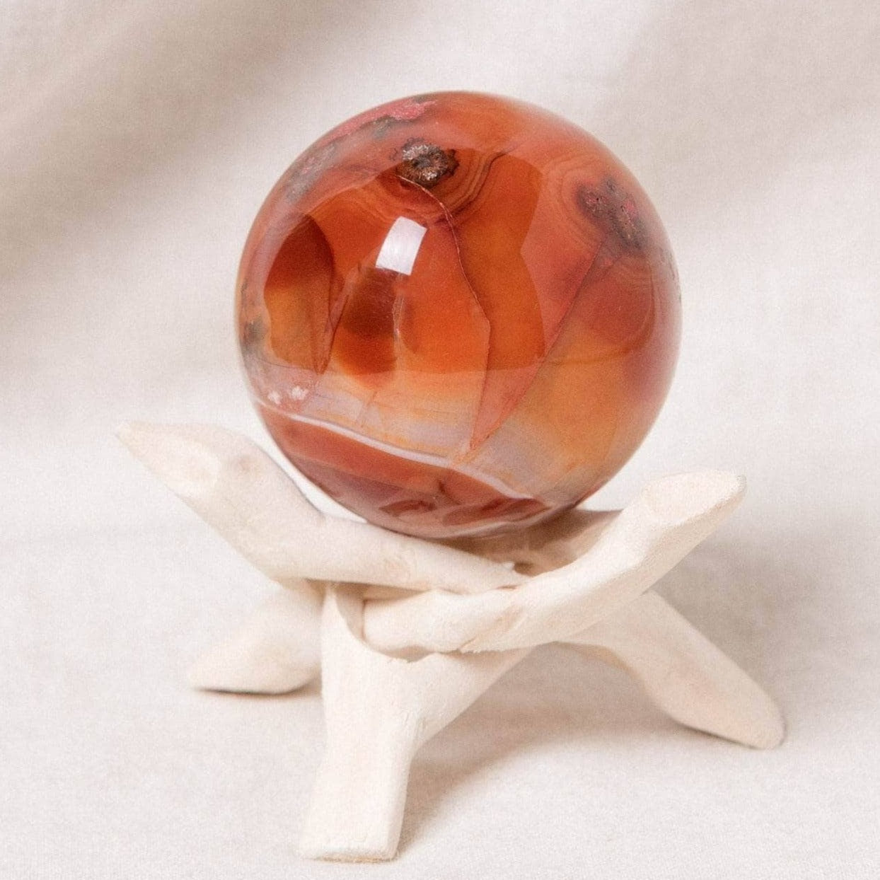 Studio-Session-3726 Carnelian Sphere with Tripod - AAA Premium Quality - Image 1