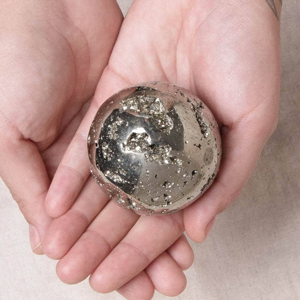 Studio-Session-4229 Natural Pyrite Sphere - AAA Premium Quality - Image 6