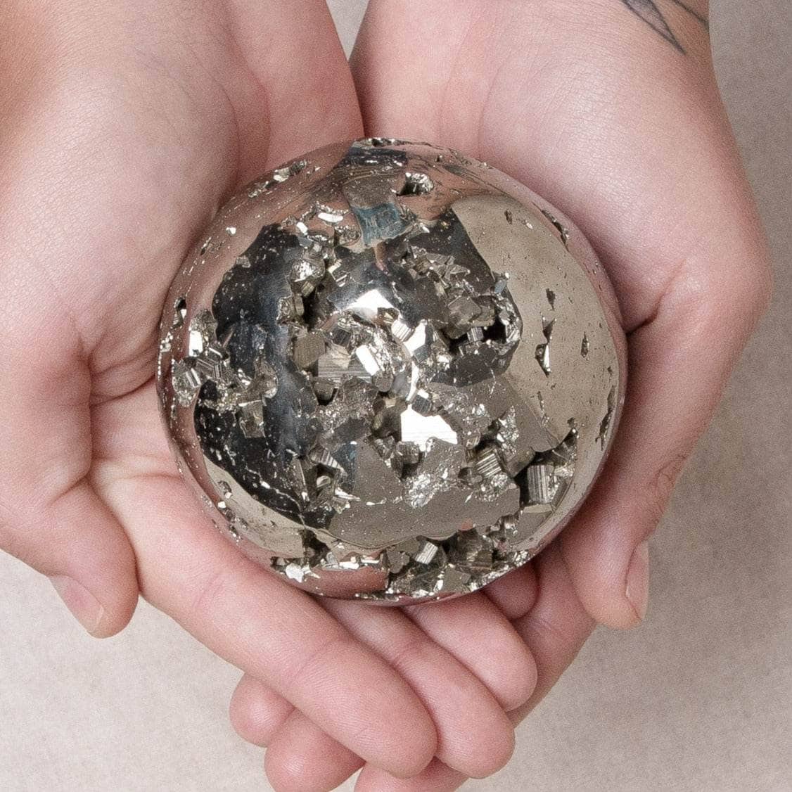 Studio-Session-4237 Natural Pyrite Sphere - AAA Premium Quality - Image 14