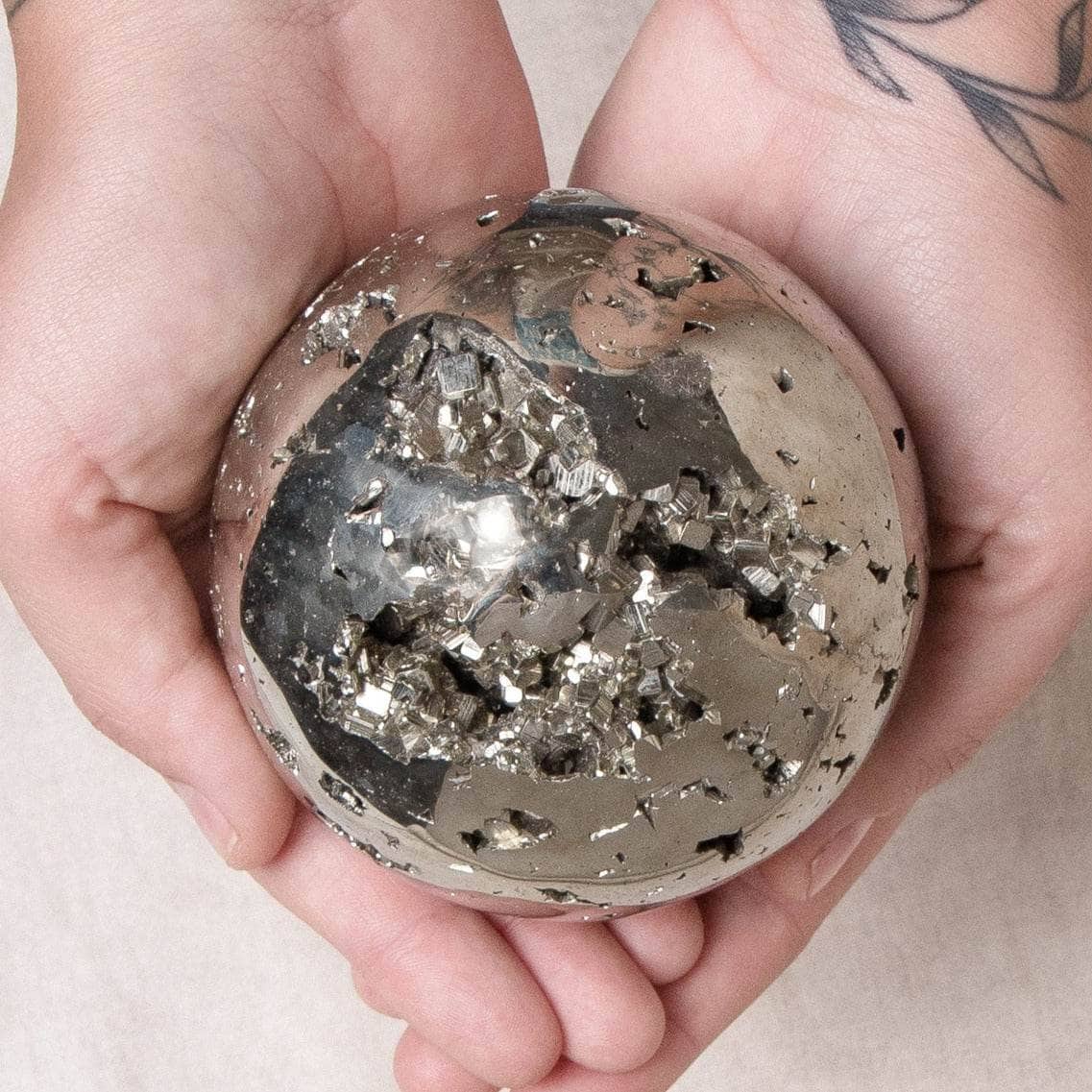 Studio-Session-4241 Natural Pyrite Sphere - AAA Premium Quality - Image 18