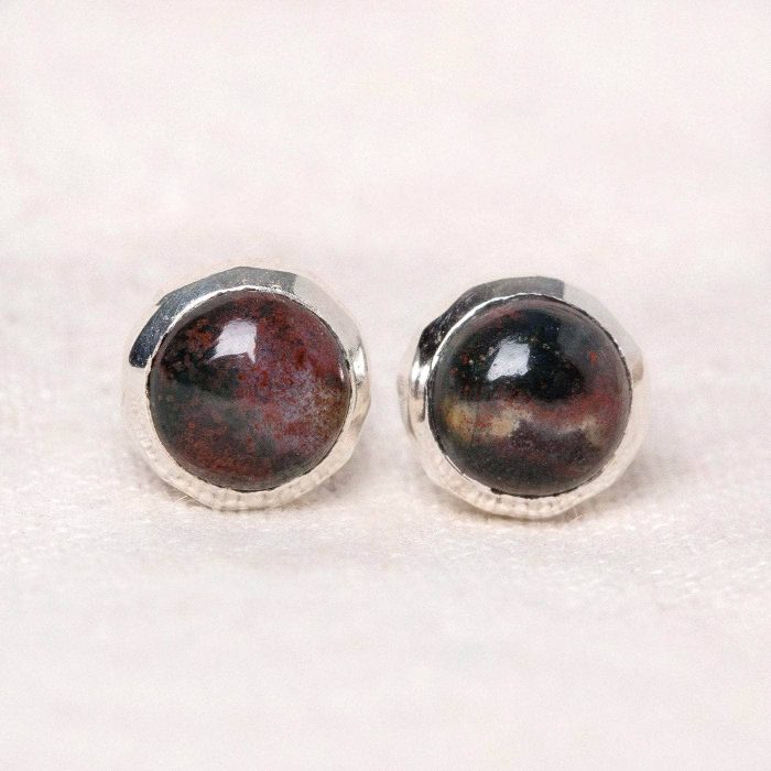 Bloodstone Gold or Silver Stud Earrings - Image 7