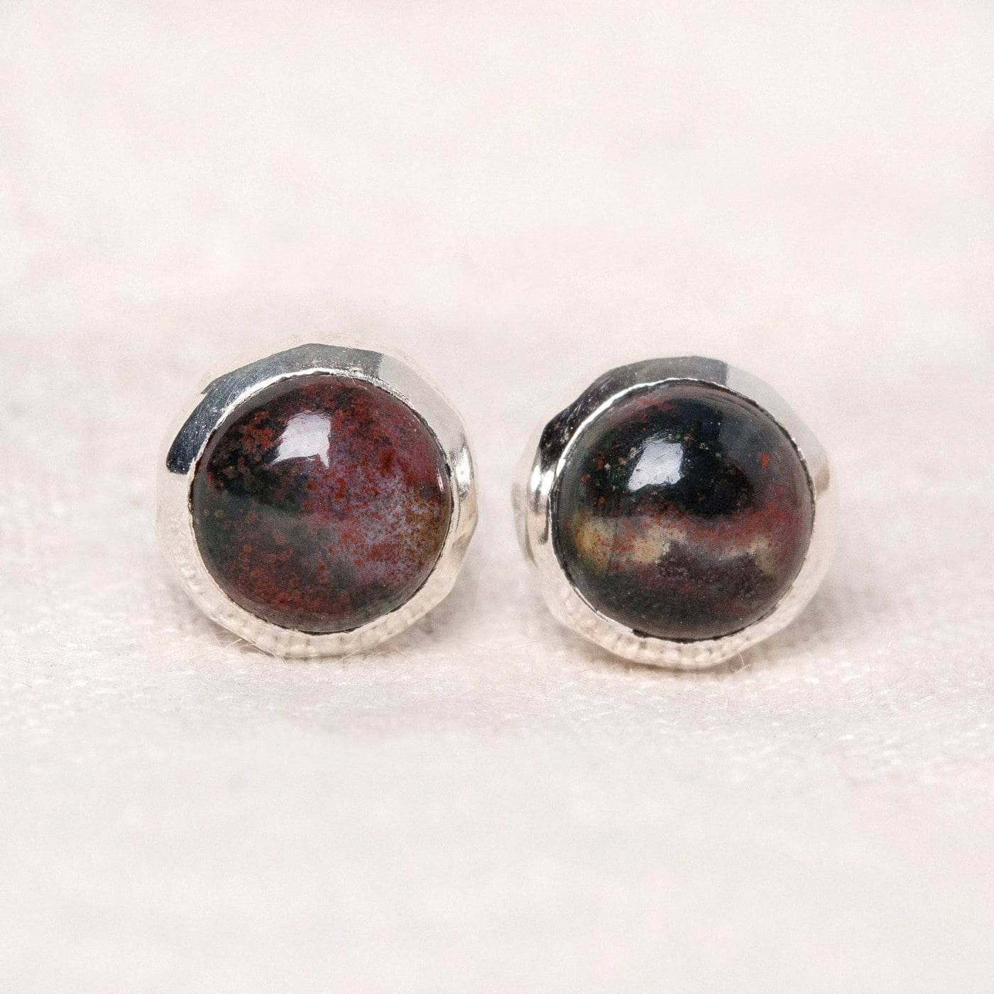 Studio-Session-458 Bloodstone Gold or Silver Stud Earrings - Image 7