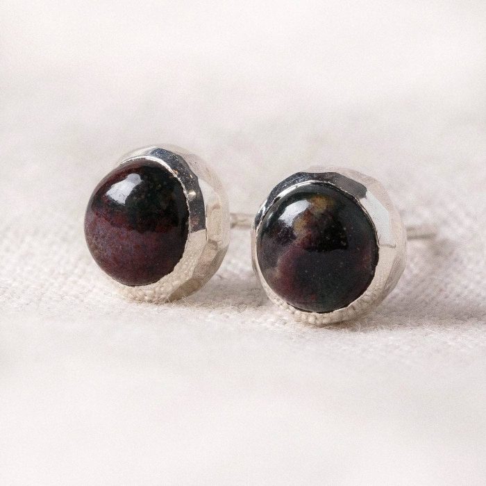 Bloodstone Gold or Silver Stud Earrings - Image 9