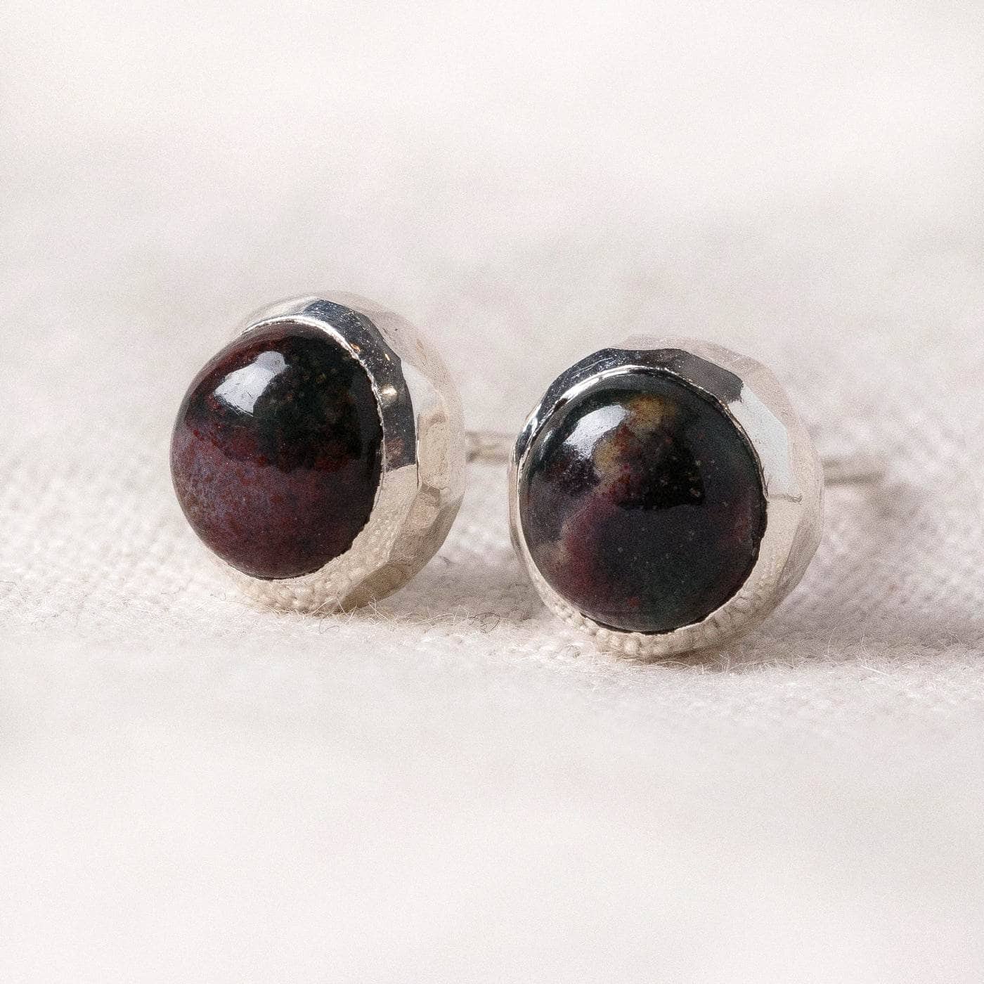 Studio-Session-472 Bloodstone Gold or Silver Stud Earrings - Image 9