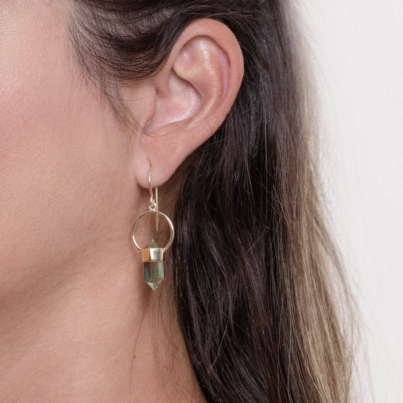Studio-Session-5052 Green Amethyst Crystal Point Earrings - Image 3