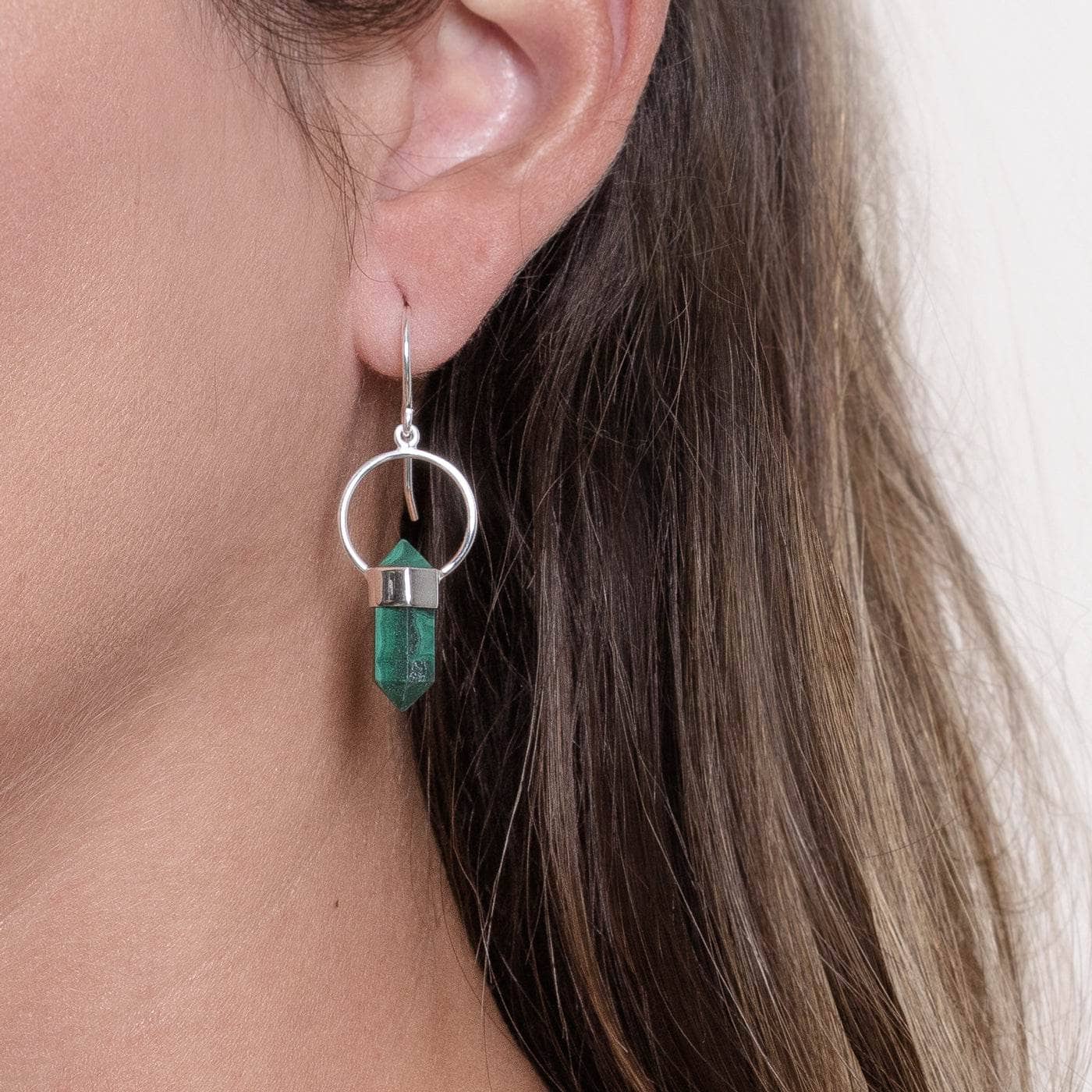 Studio-Session-50722 Genuine Malachite Crystal Point Earrings - Image 8