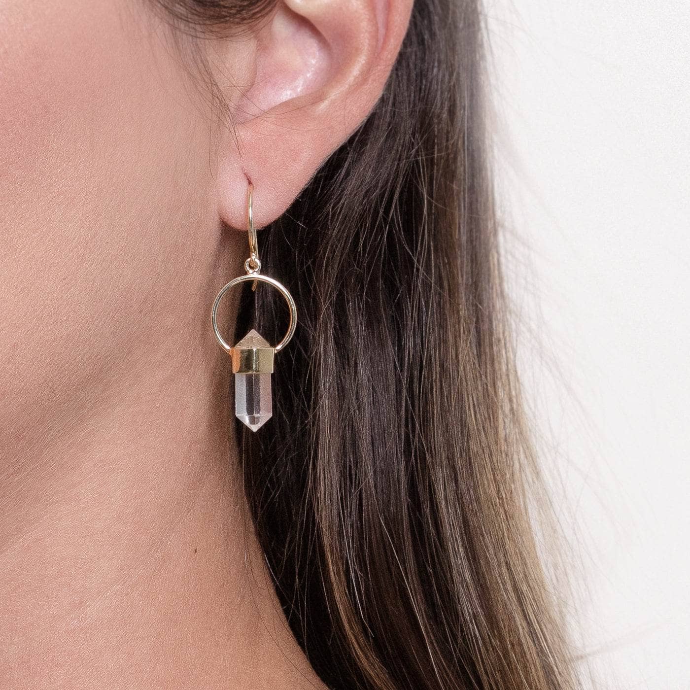 Studio-Session-50752 Clear Quartz Crystal Point Earrings - Image 8