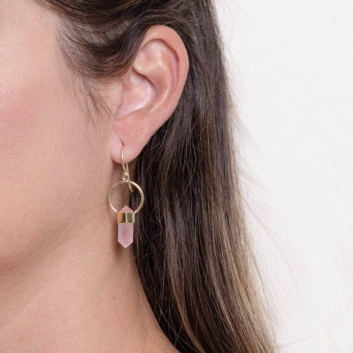 Rose Quartz Crystal Point Earrings - Image 8