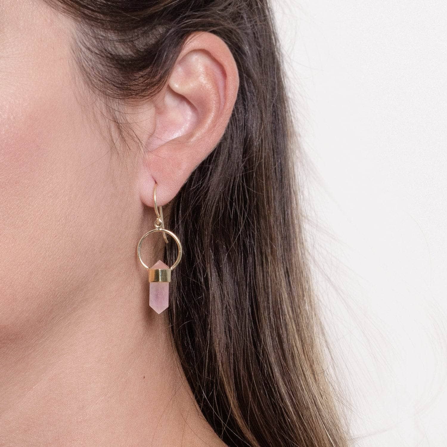 Studio-Session-5080 Rose Quartz Crystal Point Earrings - Image 8