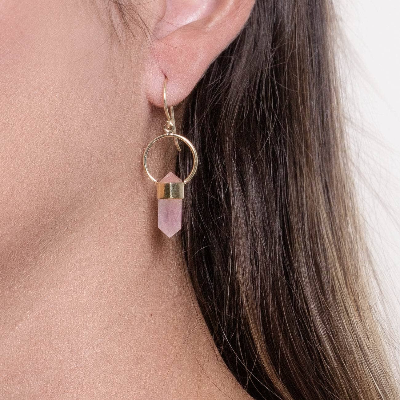 Studio-Session-50802 Rose Quartz Crystal Point Earrings - Image 6