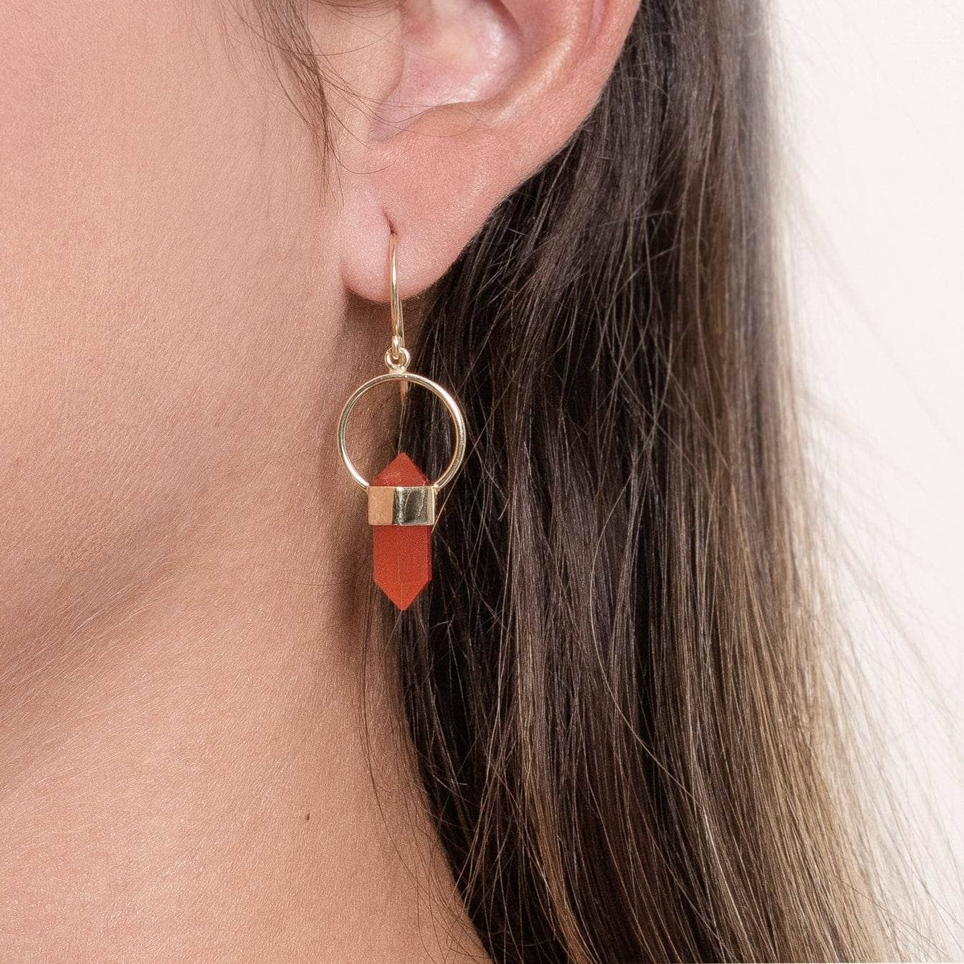Studio-Session-50852 Carnelian Crystal Point Earrings - Image 2