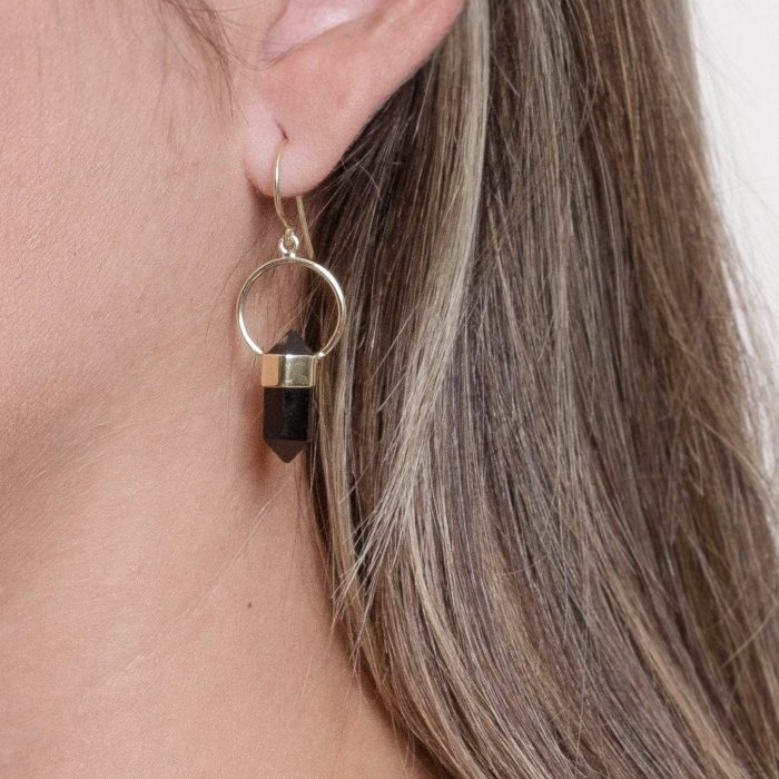 Black Tourmaline Crystal Point Earrings - Image 6