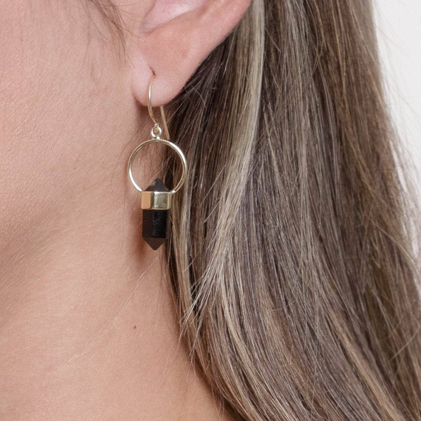 Studio-Session-50862 Black Tourmaline Crystal Point Earrings - Image 6
