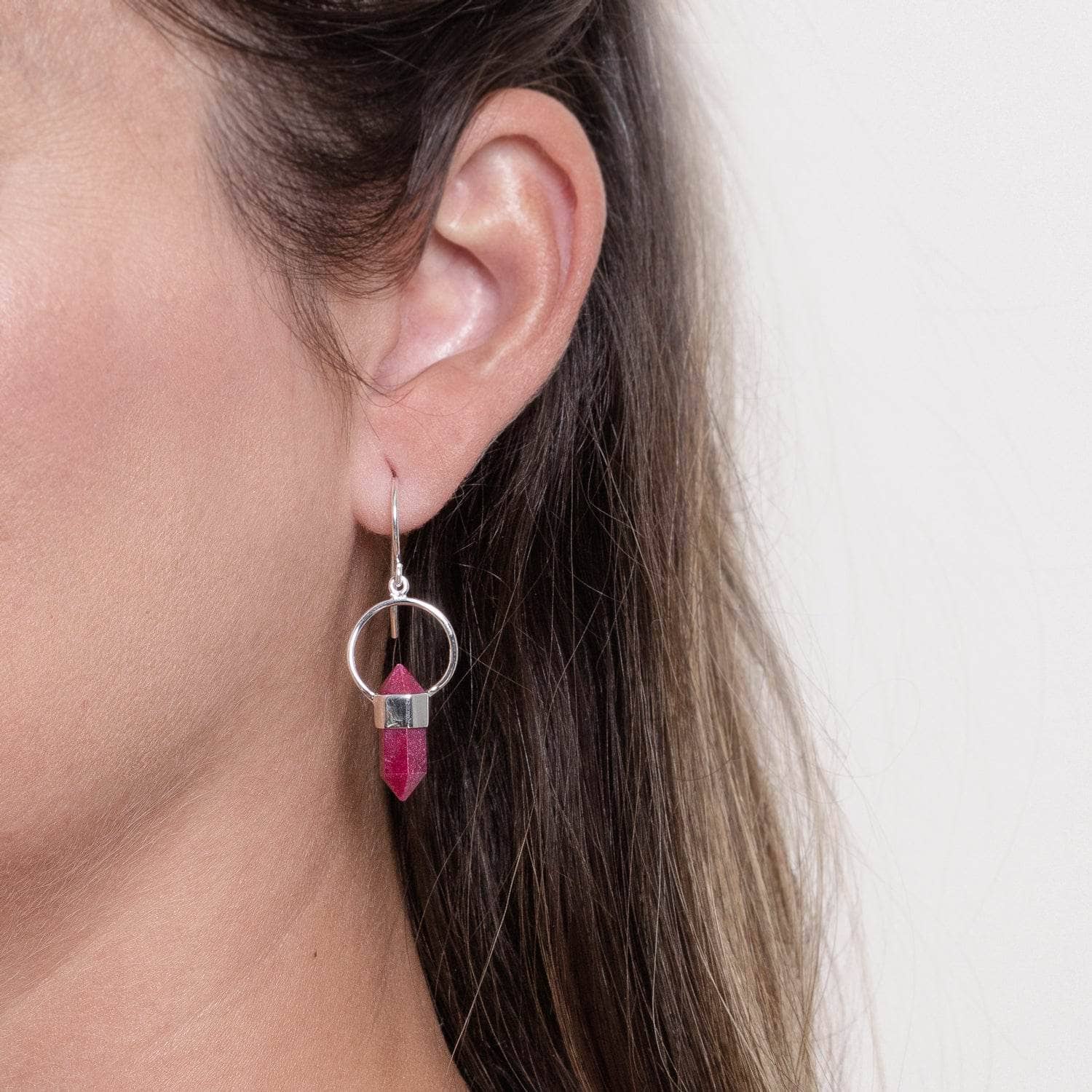 Studio-Session-5092 Ruby Crystal Point Earrings - Image 5