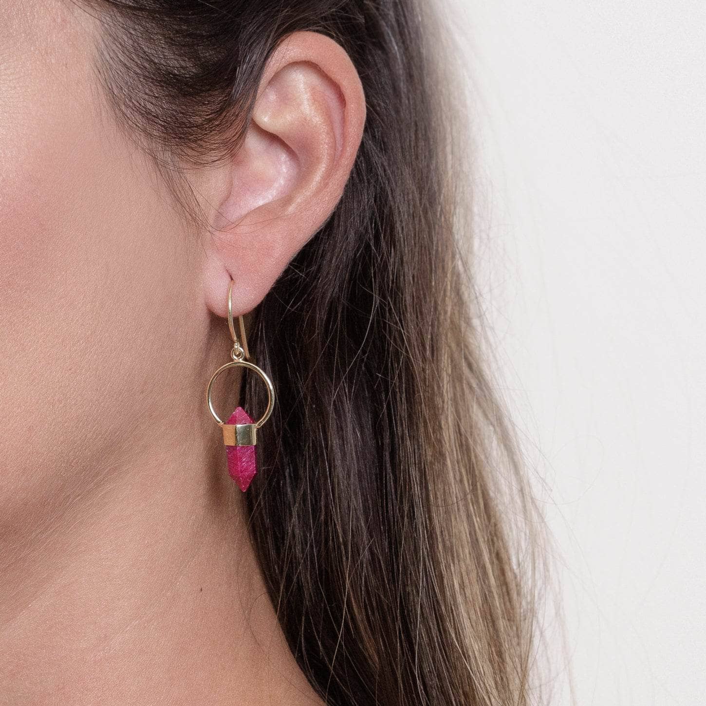 Studio-Session-5093 Ruby Crystal Point Earrings - Image 6