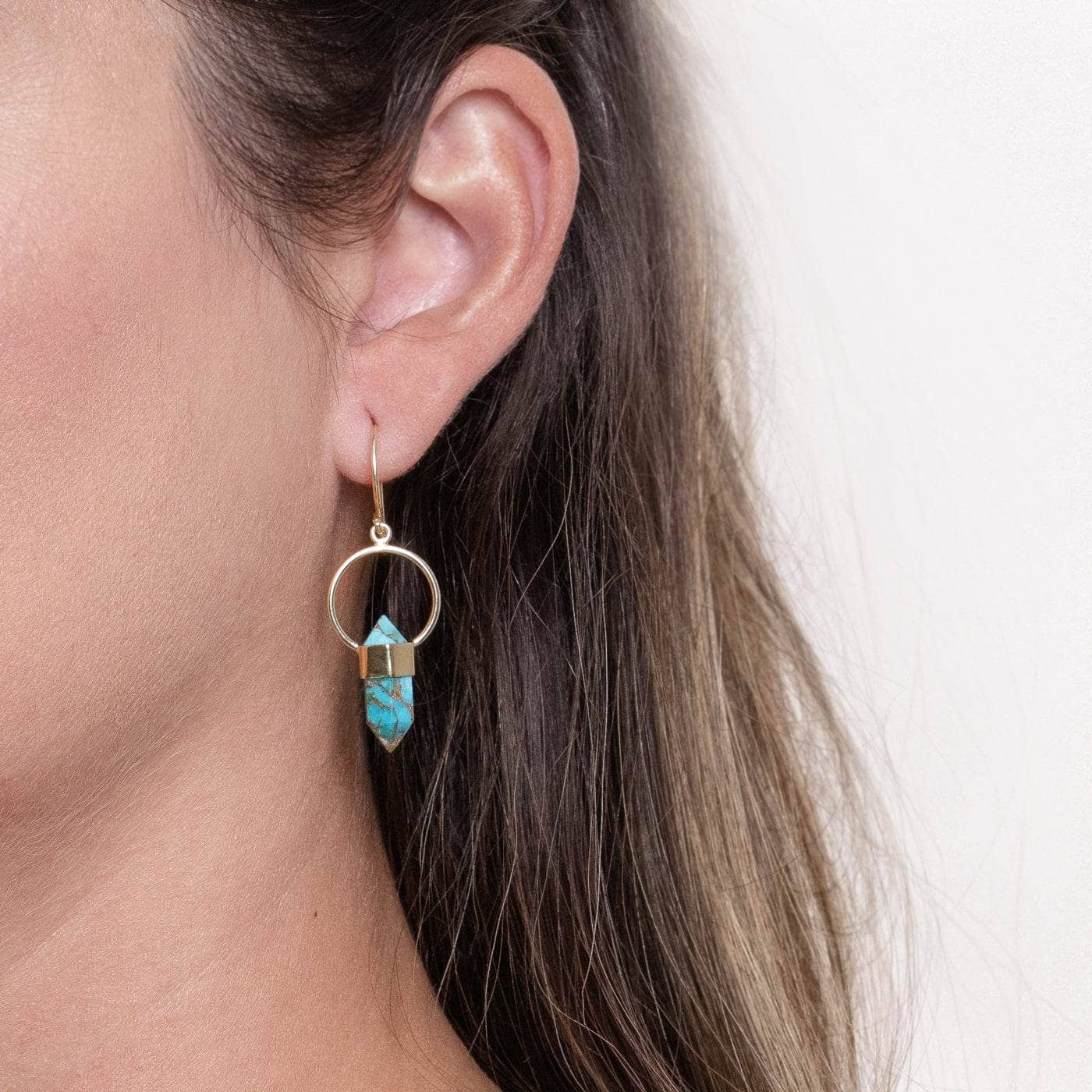 Studio-Session-5100 Genuine Turquoise Crystal Point Earring - Image 7