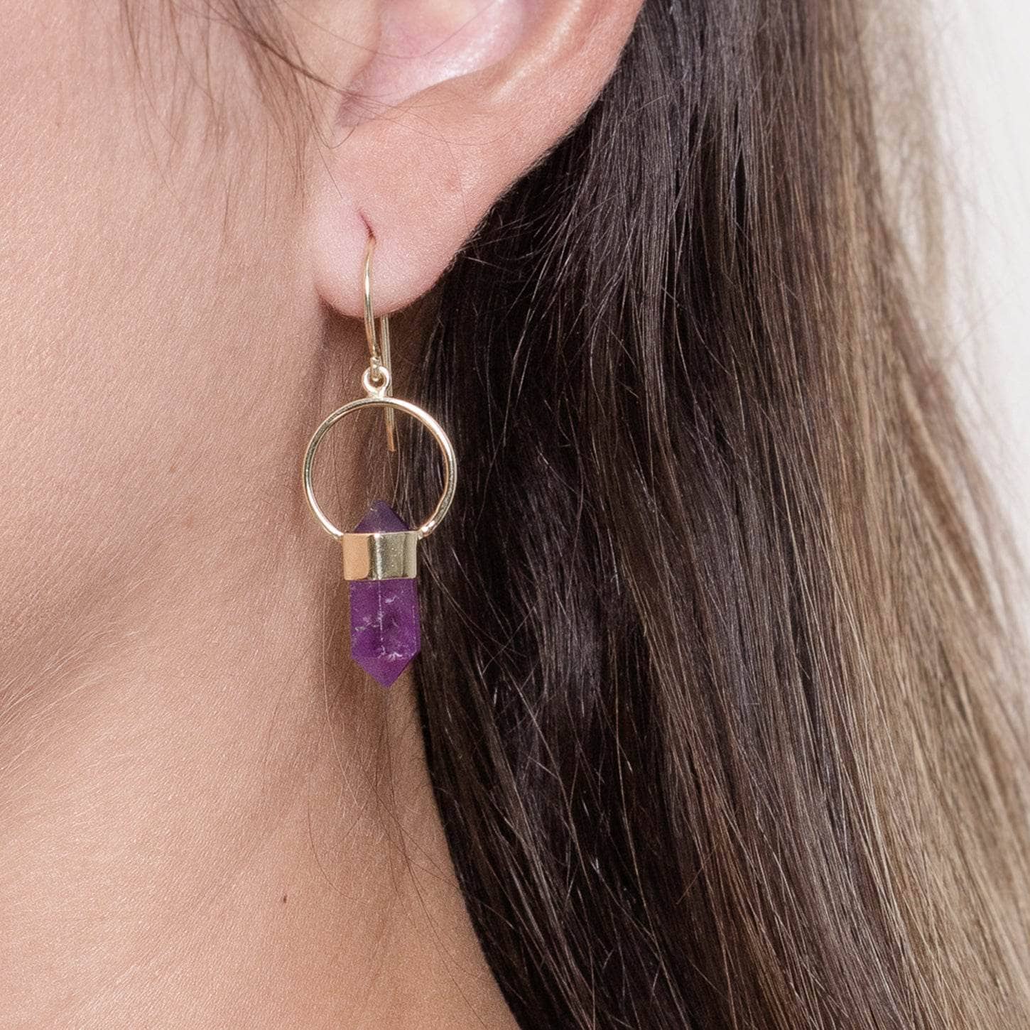 Studio-Session-51042 Amethyst Crystal Point Earrings - Image 2