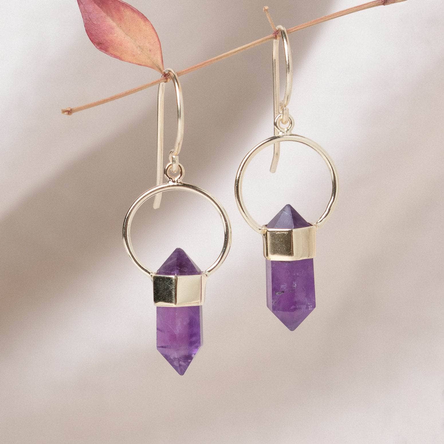 Studio-Session-5115 Amethyst Crystal Point Earrings - Image 1