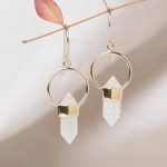 Rainbow Moonstone Crystal Point Earrings - Image 5