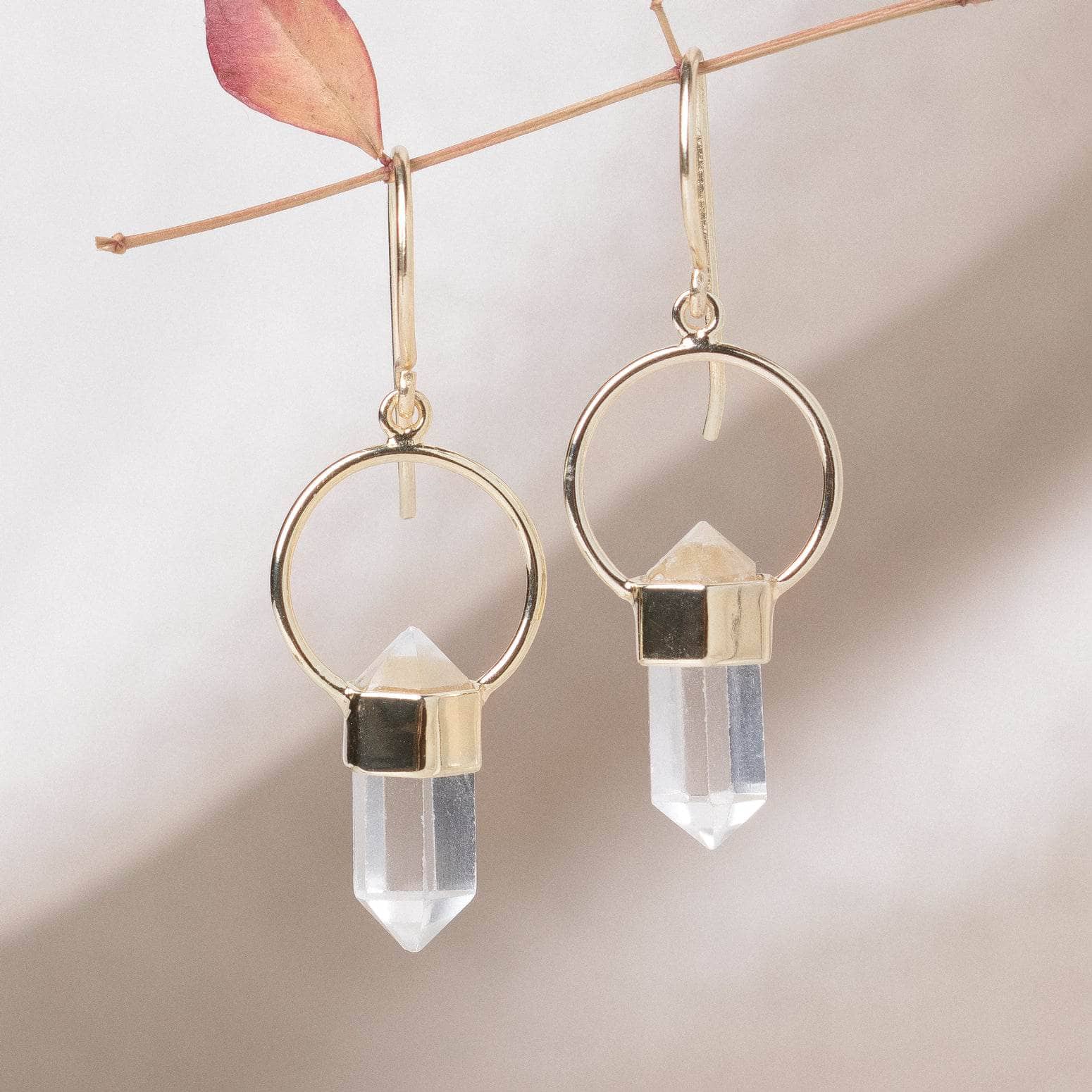 Studio-Session-5128 Clear Quartz Crystal Point Earrings - Image 5