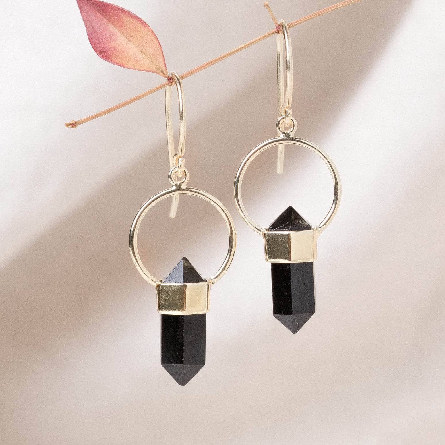 Studio-Session-5145 Black Tourmaline Crystal Point Earrings - Image 5