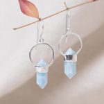 Rare Genuine Larimar Crystal Point Earrings - Image 5
