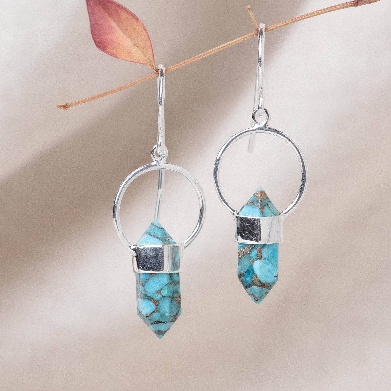 Studio-Session-5173 Genuine Turquoise Crystal Point Earring - Image 1