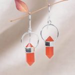 Carnelian Crystal Point Earrings - Image 5
