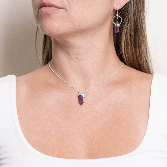 Delicate Amethyst Crystal Point Necklace - Image 4