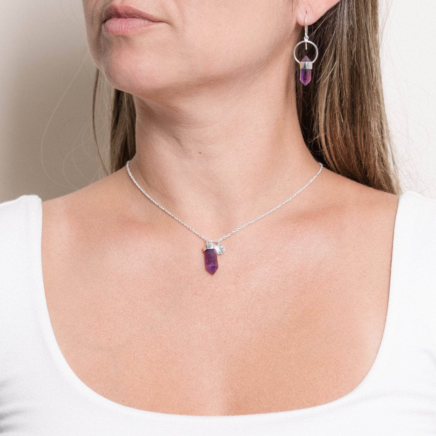 Studio-Session-5851 Delicate Amethyst Crystal Point Necklace - Image 4