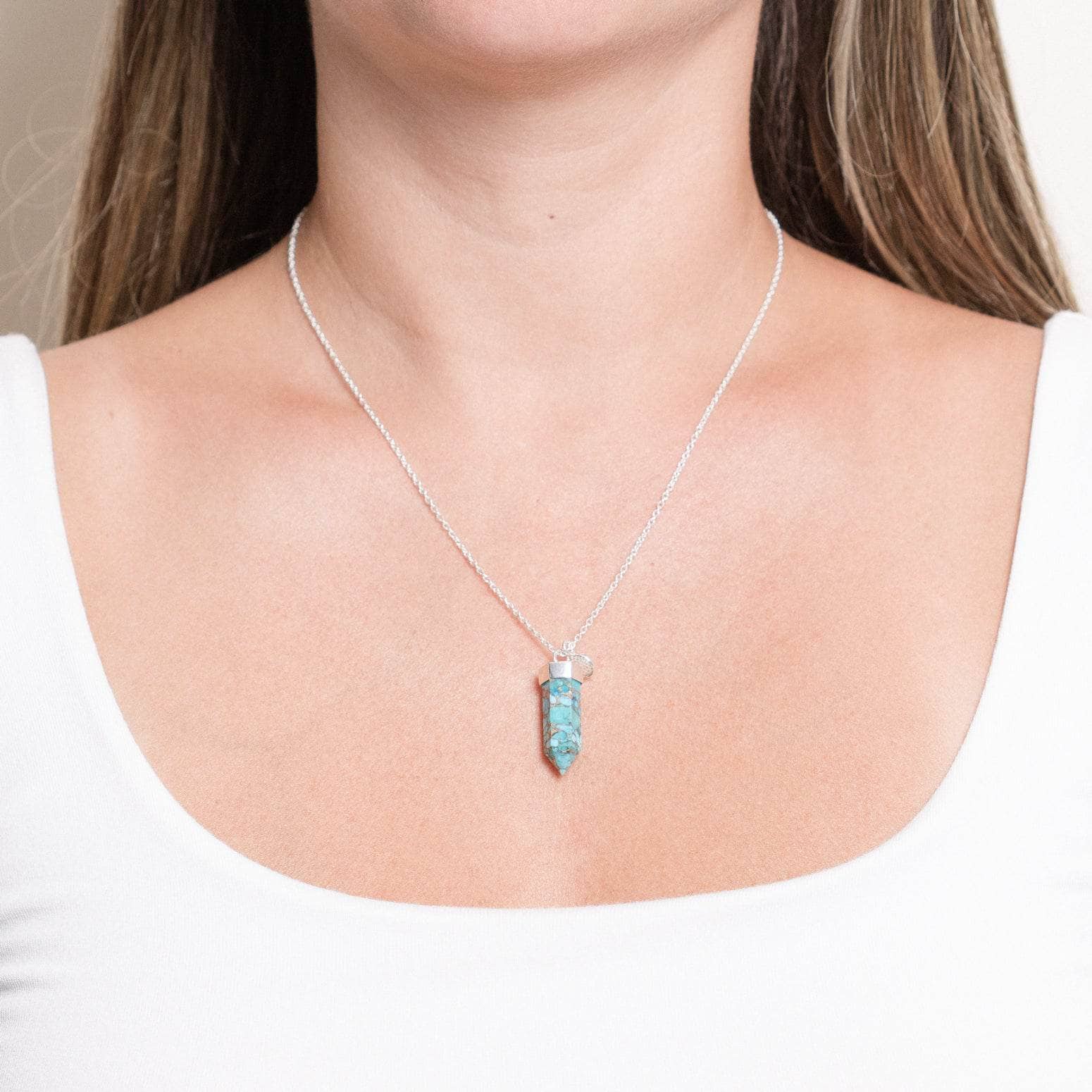Studio-Session-5864 Genuine Turquoise Crystal Point Necklace - Image 5