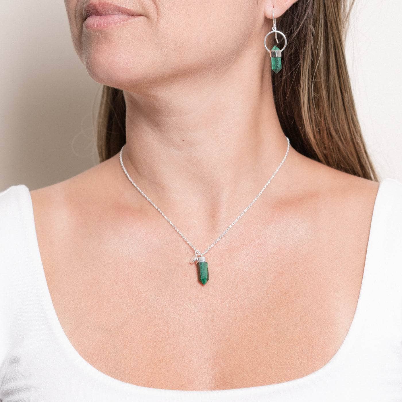 Studio-Session-5866 Delicate Genuine Malachite Crystal Point Necklace - Image 10