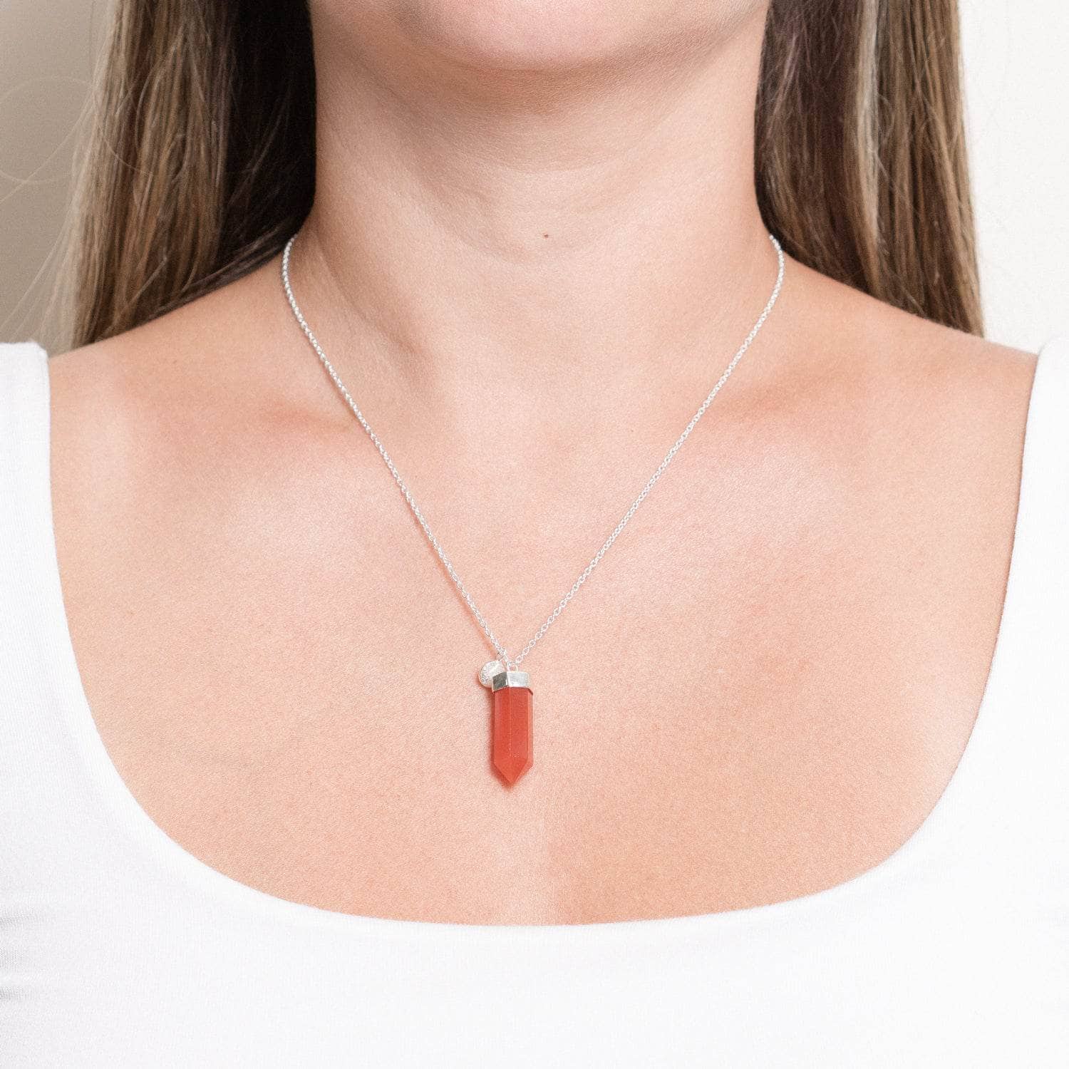 Studio-Session-5874 Carnelian Crystal Point Necklace - Image 5