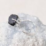 Black Tourmaline Raw Freeform Gold or Silver Ring - Image 6