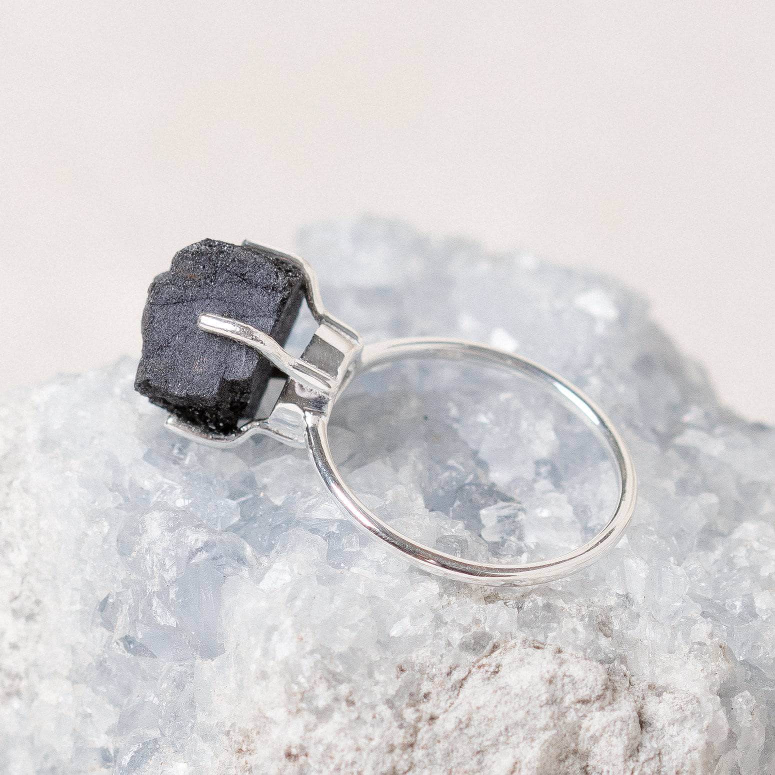 Studio-Session-6188 Black Tourmaline Raw Freeform Gold or Silver Ring - Image 6
