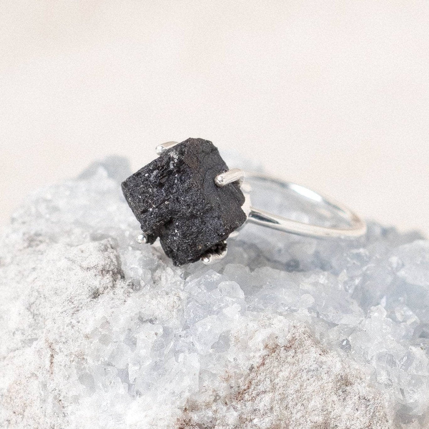 Studio-Session-6191 Black Tourmaline Raw Freeform Gold or Silver Ring - Image 5