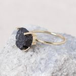 Black Tourmaline Raw Freeform Gold or Silver Ring - Image 3